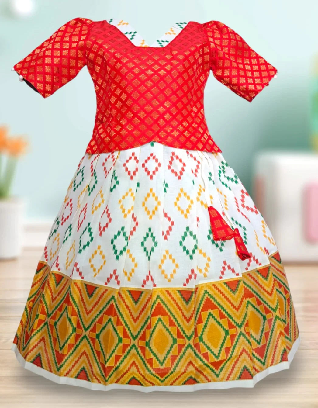 Kerala cotton Kasavu Ikat Print Banarasi top