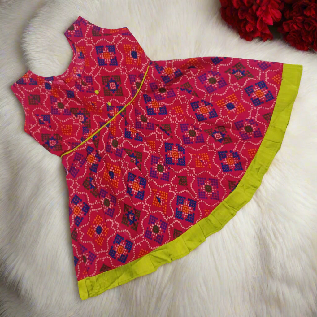 Pink Printed Italian Cotton Frock