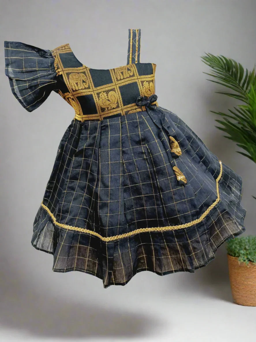 Aaradhana Jacquard Black Frock