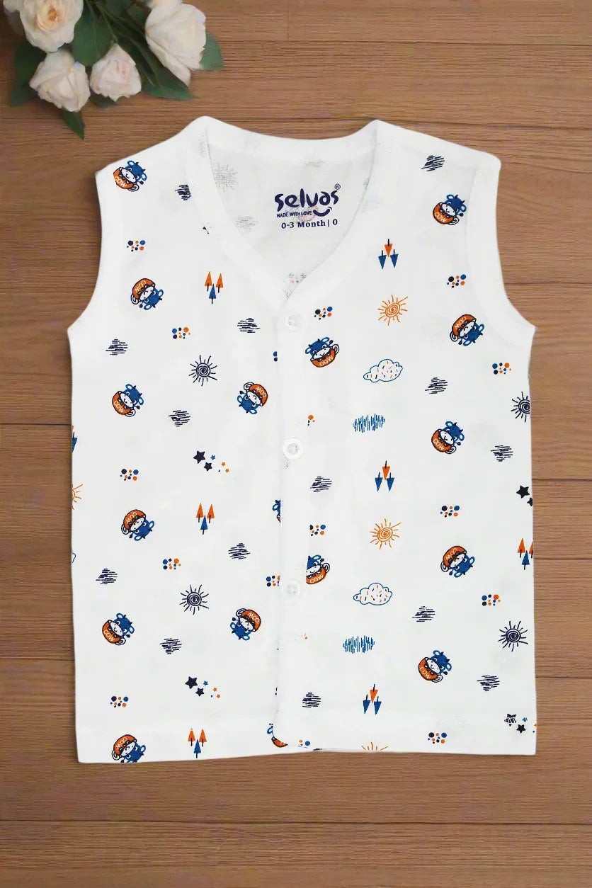 Infant Button Top White Printed