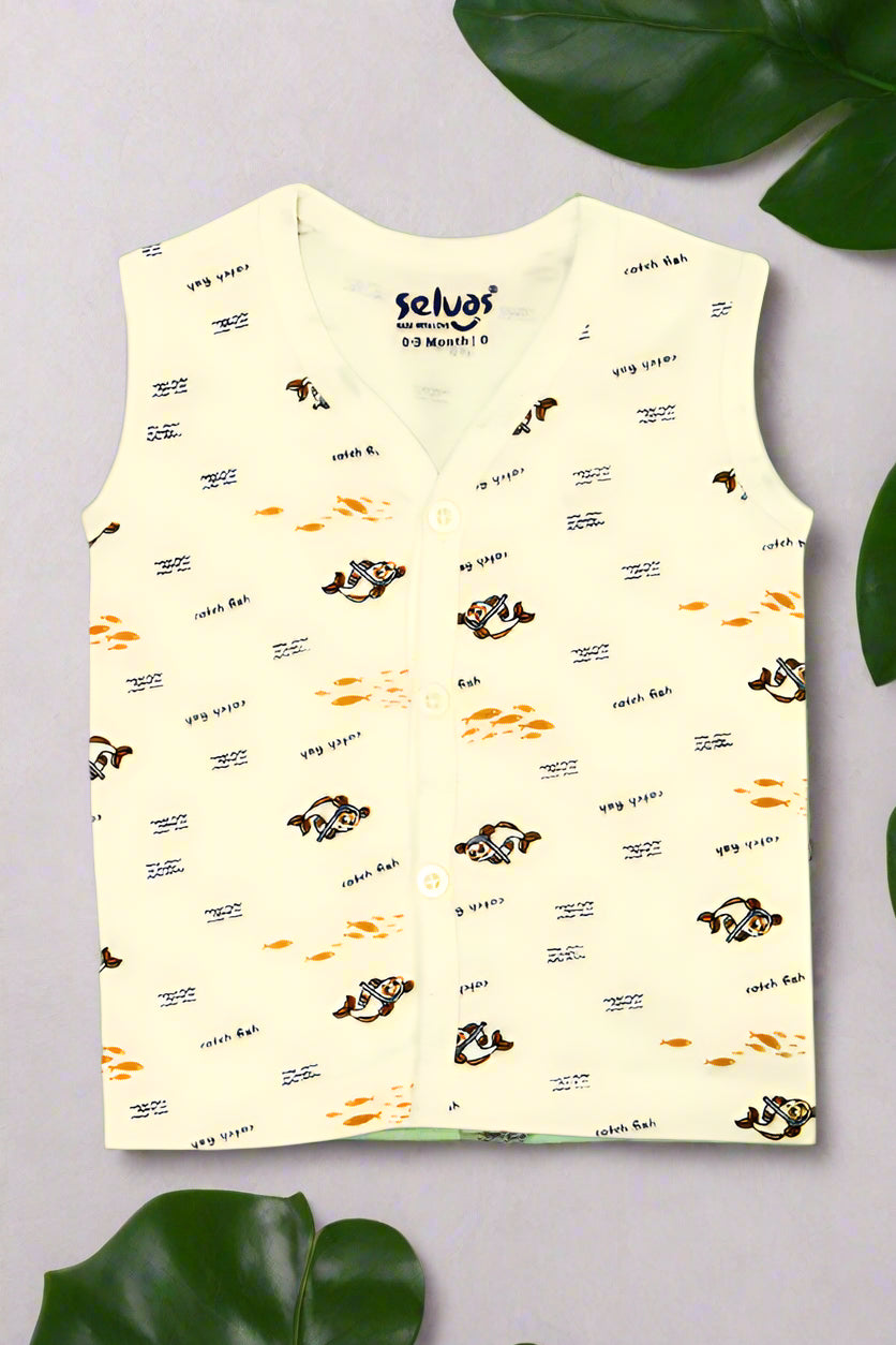 Infant Button Top printed Yellow