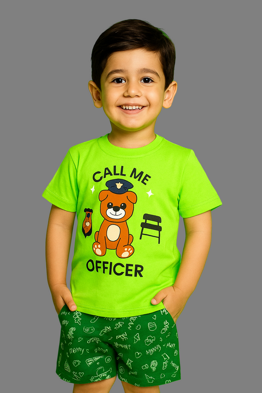 1-5 years boys premium cotton printed Green t-shirt shorts set – fun summer kidswear with vibrant graphics and comfortable shorts – Lotus Ethnic