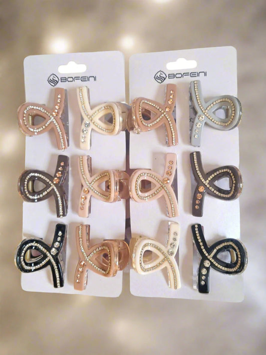 Bofeni women’s premium hair catch clip with stones – 1 piece, assorted colors, non-slip hair clutcher for daily use and party styling.