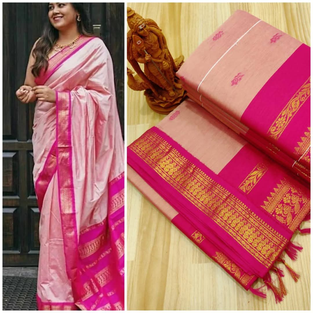 Kalyani Cotton Saree with Zari Border in Vibrant Color – Traditional Indian Saree for Women