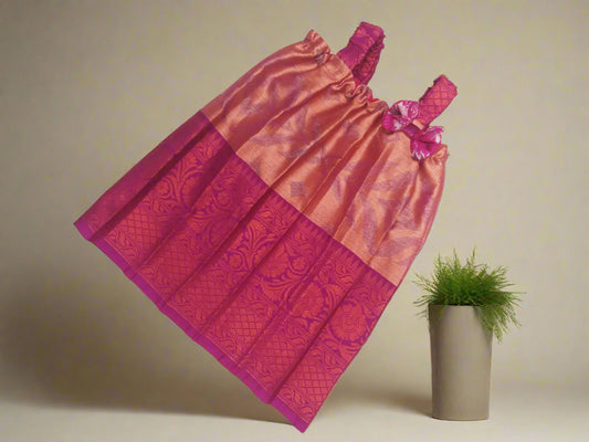 Soft Cotton-Lined Chanderi Silk Frock – Traditional Baby Wear
