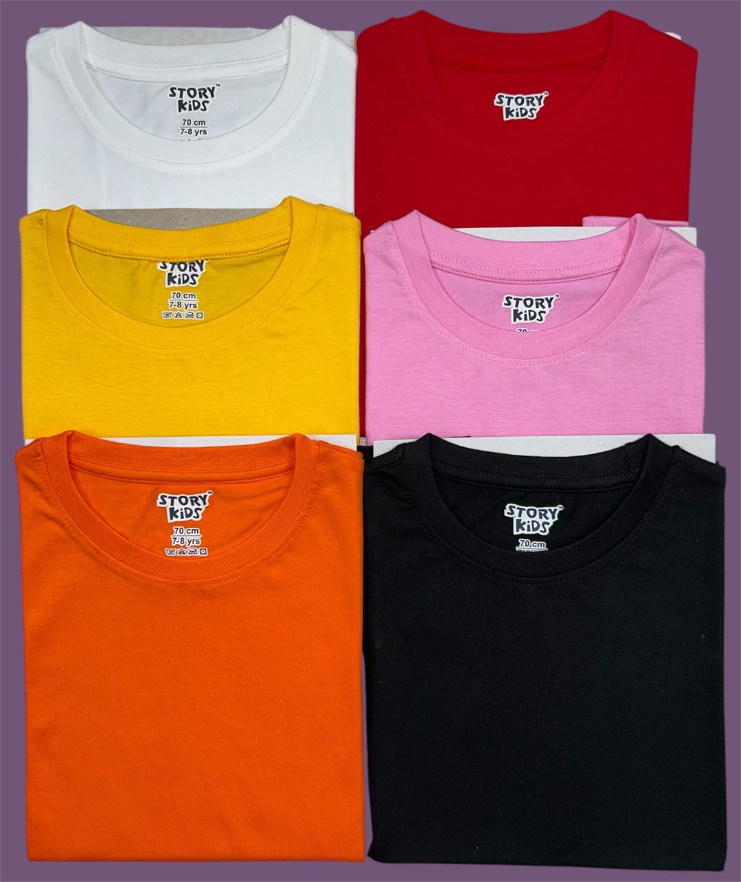Yellow kids t-shirt for casual everyday wear

Pink unisex cotton t-shirt for kids

Orange plain kids t-shirt for boys and girls

Black unisex kids t-shirt, round neck casual cotton wear