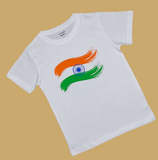 Unisex Indian Flag Printed Cotton T-Shirt for Kids and Adults – Independence Day & Republic Day Special