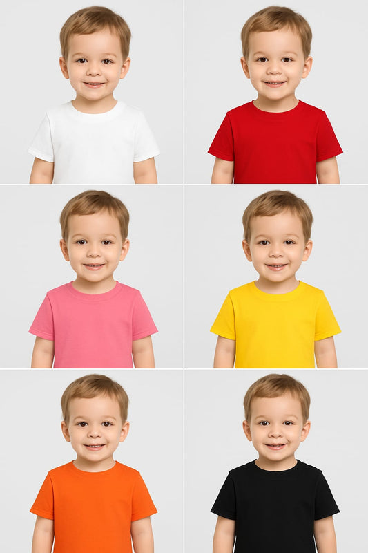 White unisex kids cotton t-shirt for boys & girls casual wear Red plain kids t-shirt in soft breathable cotton for summer
