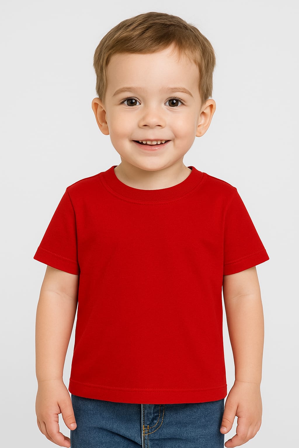 Red plain kids t-shirt in soft breathable cotton for summer